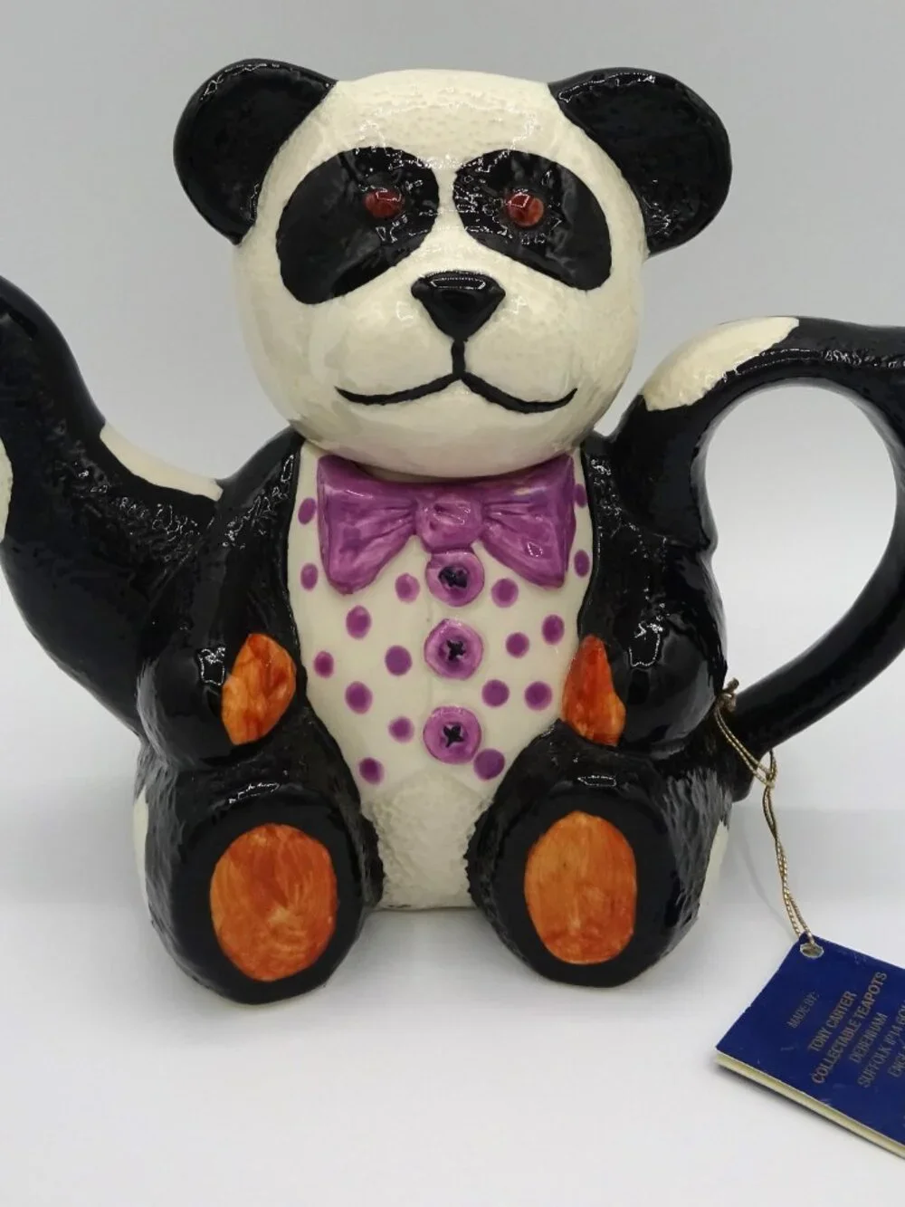 Tony Carter Panda Bear Collectible Teapot Ltd Ed 37/2000 Made In England w/Tag